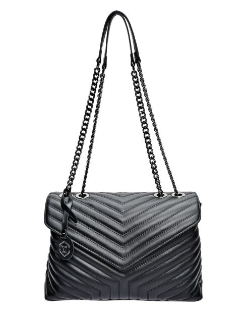 Schwarze Schultertasche aus Rindsleder - 23x34x10 cm