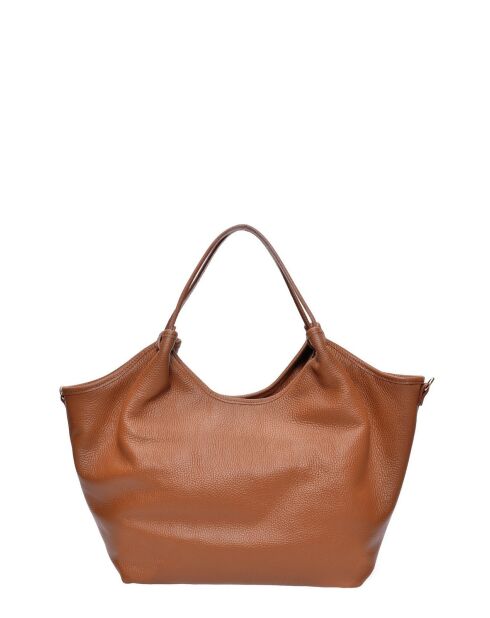 Schultertasche aus cognacfarbenem Rindsleder - 25,5 x 43 x 13 cm