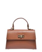 Handtasche aus cognacfarbenem Rindsleder - 12,5 x 19,5 x 7,5 cm
