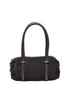Dunkelbraune Handtasche aus Veloursleder - 12x25x9 cm