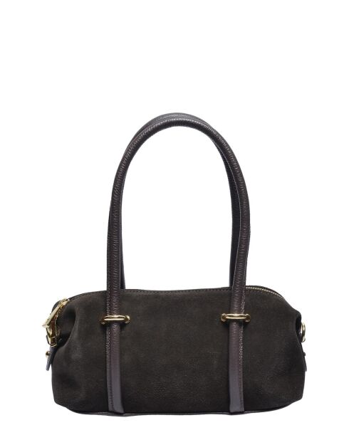 Dunkelbraune Handtasche aus Veloursleder - 12x25x9 cm