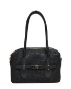Schwarze Schultertasche aus Veloursleder - 17x27x7 cm