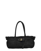 Schwarze Handtasche aus Veloursleder - 14,5 x 29 x 9,5 cm