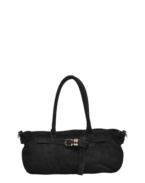 Schwarze Handtasche aus Veloursleder - 14,5 x 29 x 9,5 cm