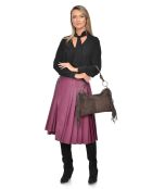 Dunkelbraune Schultertasche aus Veloursleder - 26,5 x 36,5 cm