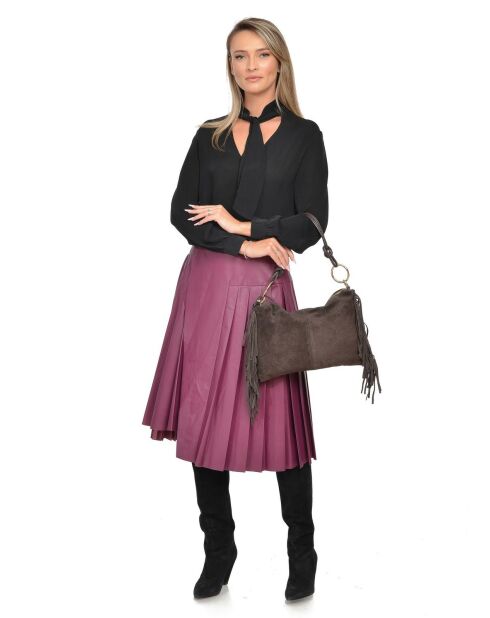 Dunkelbraune Schultertasche aus Veloursleder - 26,5 x 36,5 cm