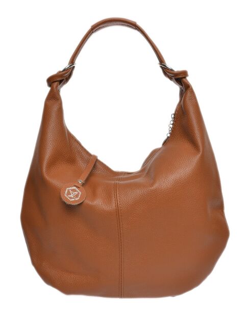 Hobo-Tasche aus cognacfarbenem Rindsleder - 34x44x5 cm
