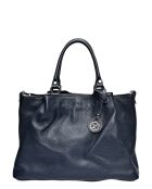 Handtasche aus dunkelblauem Rindsleder - 28x39x17 cm