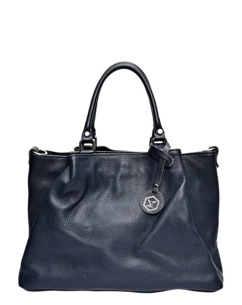 Handtasche aus dunkelblauem Rindsleder - 28x39x17 cm