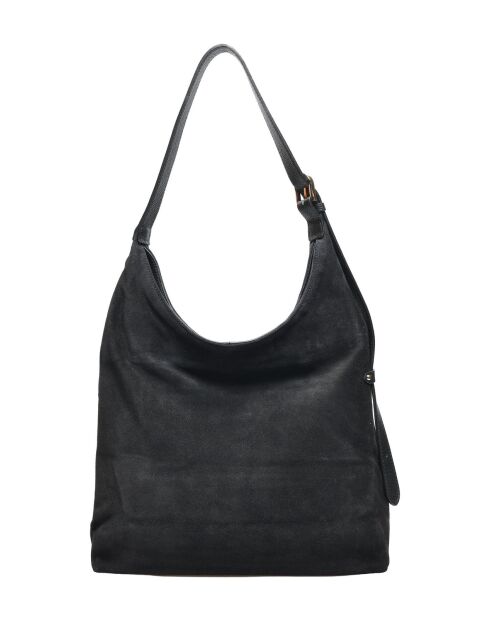 Hobo-Tasche aus schwarzem Veloursleder - 32x40x12 cm