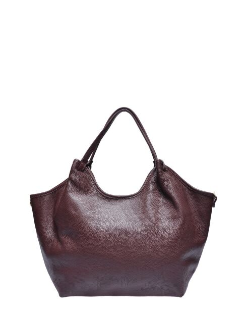 Burgunderrote Schultertasche aus Rindsleder - 25,5 x 43 x 13 cm