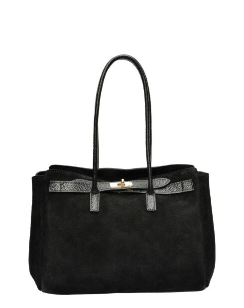 Schultertasche aus schwarzem Rindsleder - 25x31x10 cm