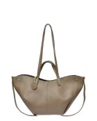 Schultertasche aus taupefarbenem Rindsleder - 22x33x10 cm