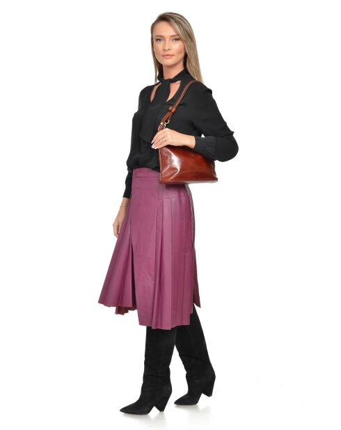 Braune Schultertasche aus Rindsleder - 19x29,5x7,5 cm