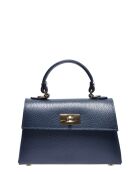 Handtasche aus blauem Rindsleder - 12,5 x 19,5 x 7,5 cm