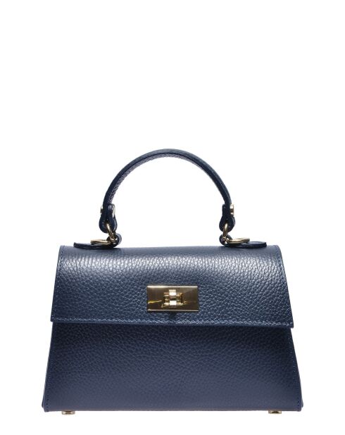 Handtasche aus blauem Rindsleder - 12,5 x 19,5 x 7,5 cm