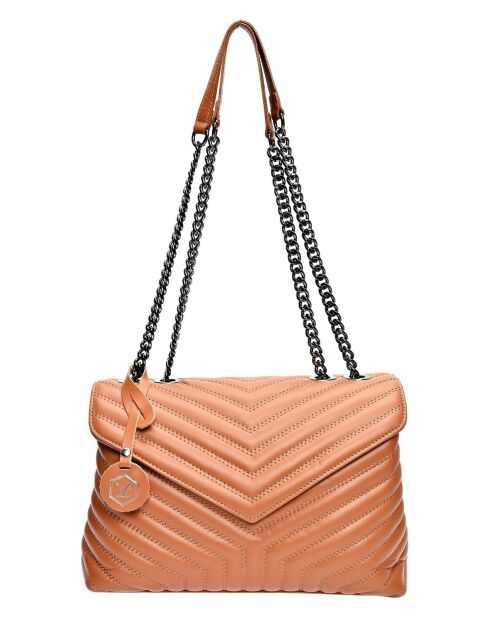 Schultertasche aus cognacfarbenem Rindsleder - 23x34x10 cm