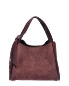 Hobo-Tasche aus burgunderrotem Veloursleder - 20x25x12 cm