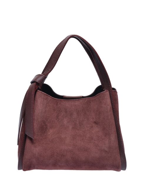 Hobo-Tasche aus burgunderrotem Veloursleder - 20x25x12 cm