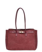 Burgunderrote Schultertasche aus Rindsleder - 25x31x10 cm