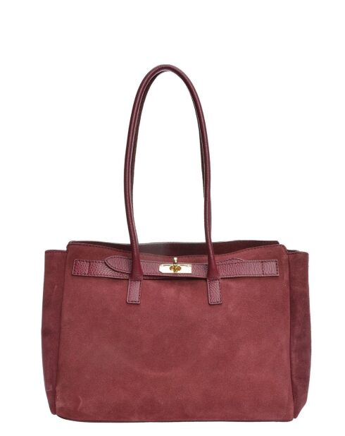 Burgunderrote Schultertasche aus Rindsleder - 25x31x10 cm