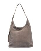 Hobo-Tasche aus taupefarbenem Veloursleder - 32x40x12 cm