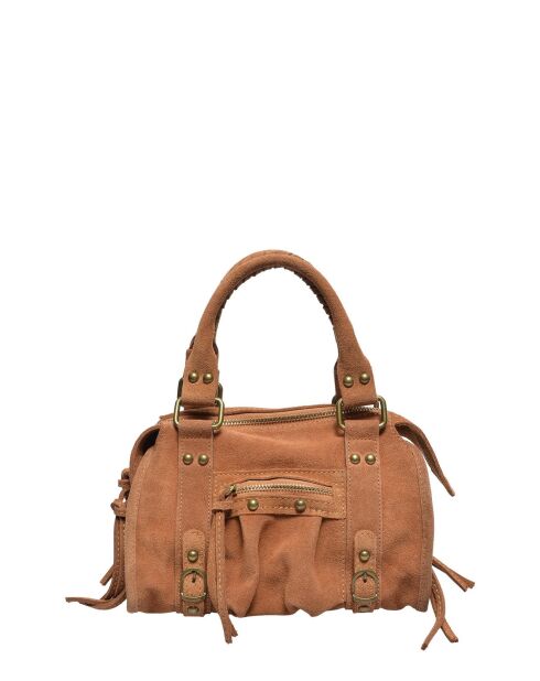 Handtasche aus cognacfarbenem Veloursleder - 20x25x6 cm