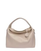 Beigefarbene Hobo-Tasche aus Rindsleder - 35x41x10 cm