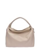 Beigefarbene Hobo-Tasche aus Rindsleder - 35x41x10 cm