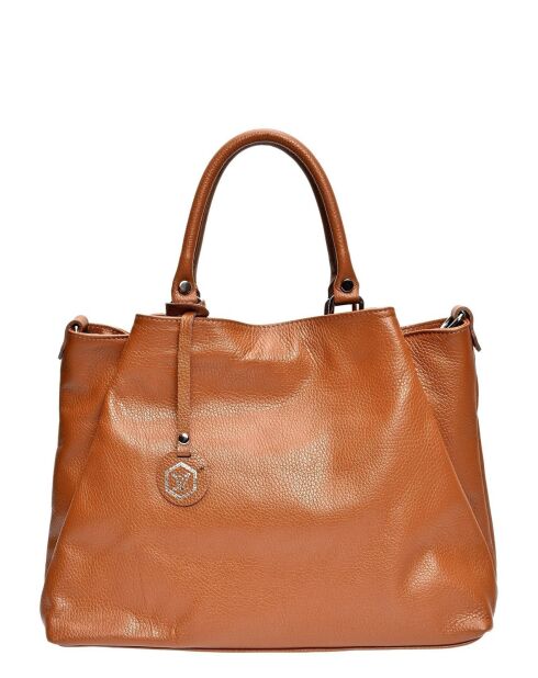 Handtasche aus cognacfarbenem Rindsleder - 28x39x17 cm