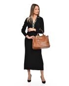 Handtasche aus cognacfarbenem Rindsleder - 28x39x17 cm