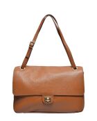 Sac porté épaule en cuir de vachette cognac - 22x33x9 cm