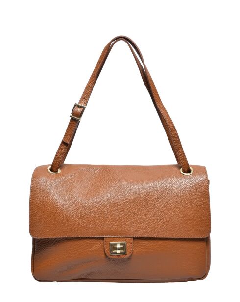 Schultertasche aus cognacfarbenem Rindsleder - 22x33x9 cm