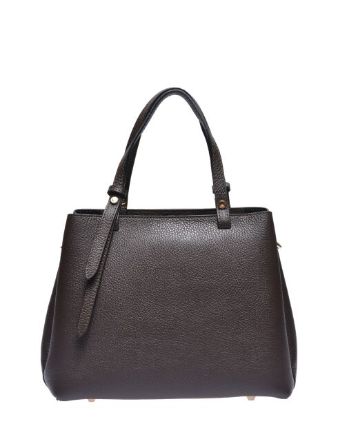Handtasche aus dunkelbraunem Rindsleder - 22x26x13 cm