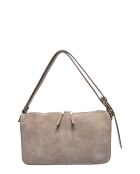 Schultertasche aus taupefarbenem Veloursleder - 20x38x1 cm
