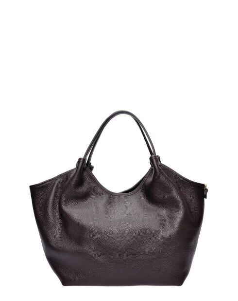 Dunkelbraune Schultertasche aus Rindsleder - 25,5x43x13 cm