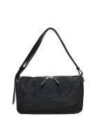 Schwarze Schultertasche aus Veloursleder - 20x38x1 cm