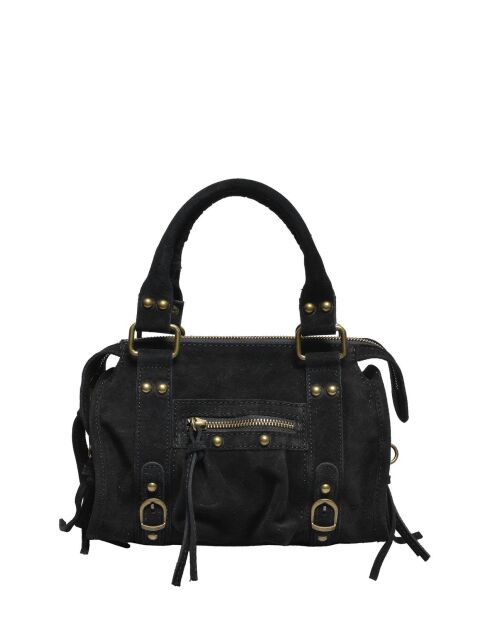 Schwarze Handtasche aus Veloursleder - 20x25x6 cm