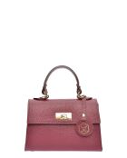 Handtasche aus weinrotem Rindsleder - 12,5 x 19,5 x 7,5 cm