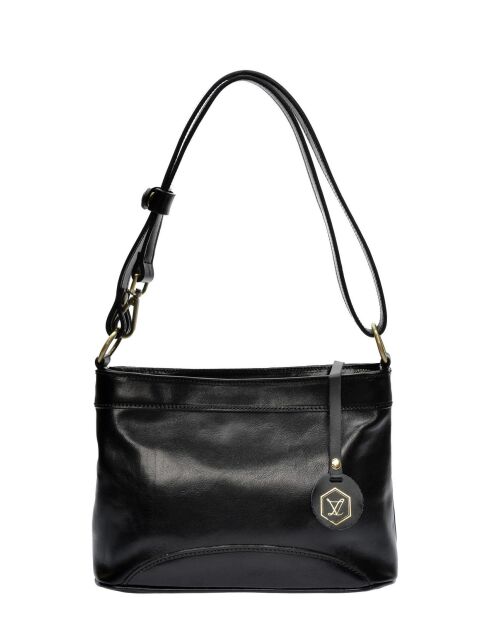 Schwarze Schultertasche aus Rindsleder - 19x29,5x7,5 cm