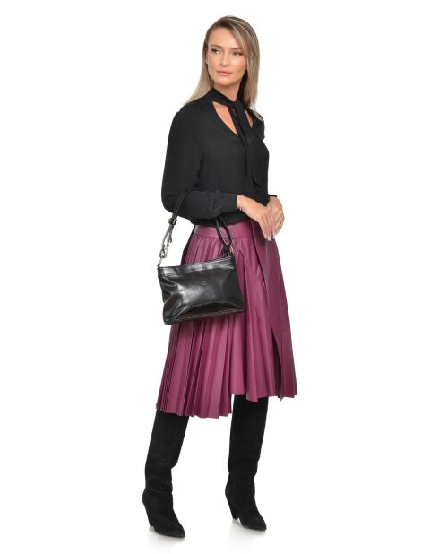 Schwarze Schultertasche aus Rindsleder - 19x29,5x7,5 cm