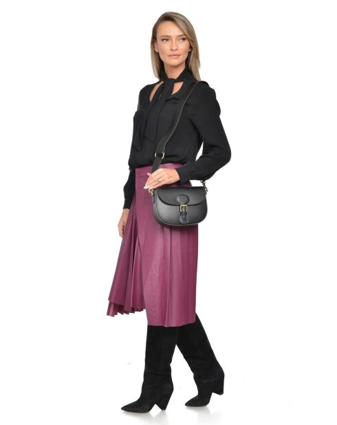 Schwarze Schultertasche aus Leder - 16x23x6,5 cm