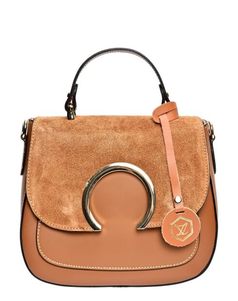 Handtasche aus cognacfarbenem Rindsleder - 20,5x24x11 cm