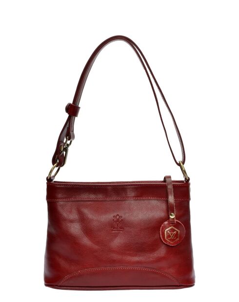 Schultertasche aus rotem Rindsleder - 19x29,5x7,5 cm