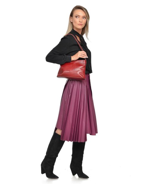 Schultertasche aus rotem Rindsleder - 19x29,5x7,5 cm