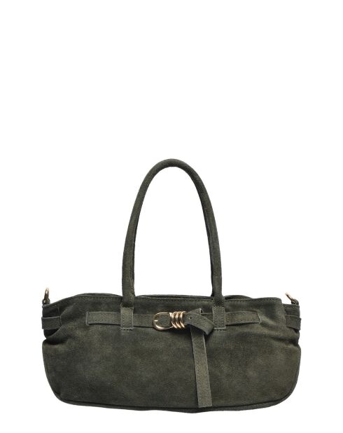 Handtasche aus grünem Veloursleder - 14,5 x 29 x 9,5 cm