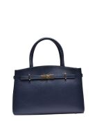 Handtasche aus blauem Rindsleder - 22,5x31x9 cm