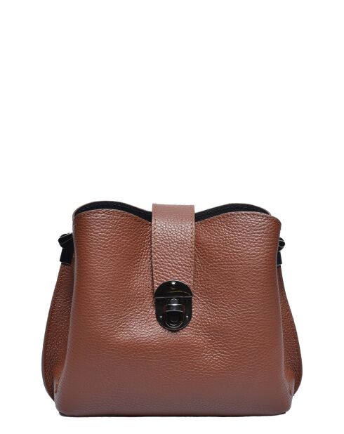 Braune Schultertasche aus Rindsleder - 19x21x7 cm