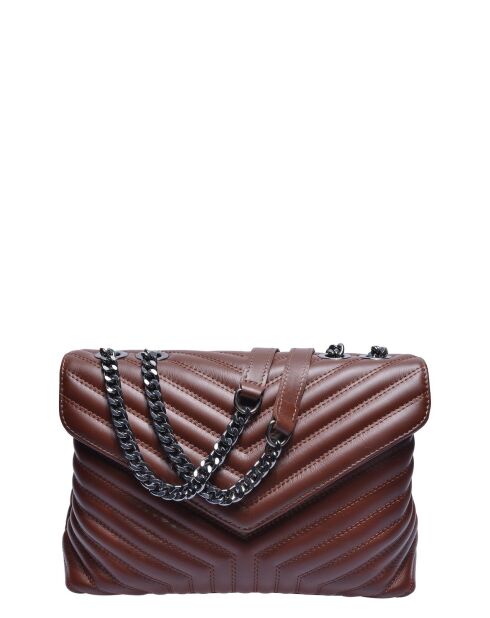 Braune Schultertasche aus Rindsleder - 23x34x10 cm