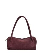 Burgunderrote Schultertasche aus Veloursleder - 14x35x6 cm